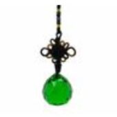 Faceted 30mm Wood Element Green Crystal Ball Tassel