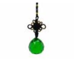 Faceted 30mm Wood Element Green Crystal Ball Tassel