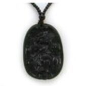 Feng Shui Dragon Black Jade Pendant Necklace