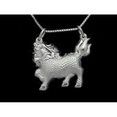 Fine Silver Protective Chi Lin Pendant Necklace1