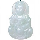 Goddess of Mercy (Kwan Yin) Jade Pendant with Chain Necklace