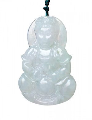 Goddess of Mercy (Kwan Yin) Jade Pendant with Chain Necklace