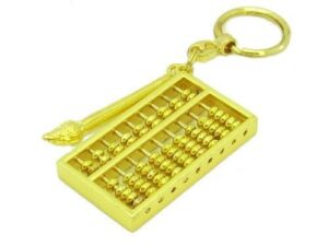 Golden Abacus with Brush Feng Shui Keychain