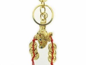 Golden Three Legged Toad with Six Gold Coins Key Chain