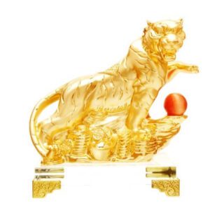Golden Tiger Grasping Ball with Treasures