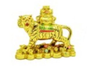 Golden Tiger with Wealth Pot and Treasures