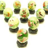 Jade Eggs with Painting of Birds & Flowers (Set of 10 Pcs)