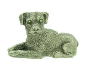 Lucky Pewter Dog With Sparkling Light Green Eyes1