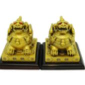 Pair of Brass Colored Feng Shui Pi Yao