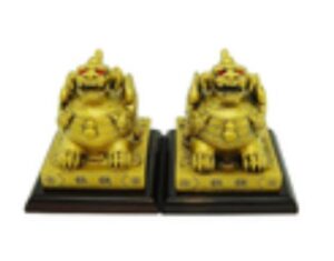 Pair of Brass Colored Feng Shui Pi Yao