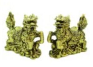 Pair of Chi Lin with Eight Auspicious Objects