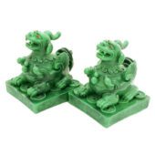 Pair of Green Jade Pi Yao