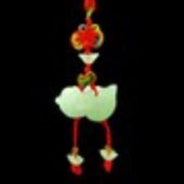 Pair of Jade Mandarin Ducks Hanging for Romance Luck