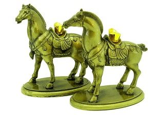 Pair of Tribute Horse Carrying Gold Ingot