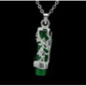 Phoenix Embracing Jade Rod Pendant Necklace