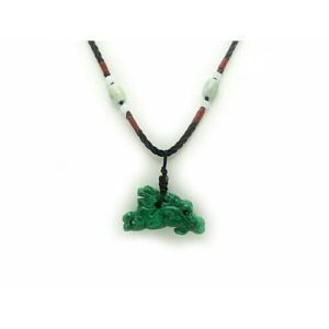 Prosperous Green Jade Pi Xiu Pendant Necklace1