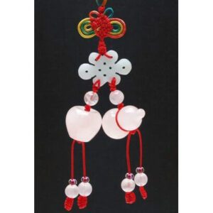 Rose Quartz Wulou and Apple with Jade Mystic Knot Hanging