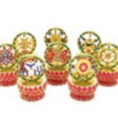 Set of 8 Auspicious Objects on Lotus Stand