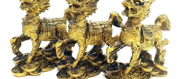 Three Feng Shui Chi Lin on Coins