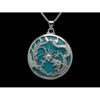 Turquoise with Silver Dragon & Phoenix Pendant Necklace1