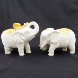 White Elephant Couple with Ruyi and Pearl for Happy Family