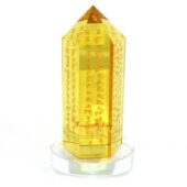 Yellow Faceted Crystal Point with Sacred Increasing Mantras