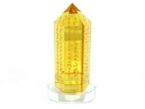 Yellow Faceted Crystal Point with Sacred Increasing Mantras