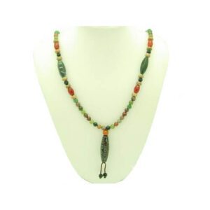 21 Eye Dzi with 6mm Bloodstone and Agate Long Necklace1