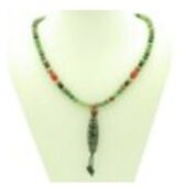 21 Eye Dzi with 6mm Bloodstone and Agate Necklace