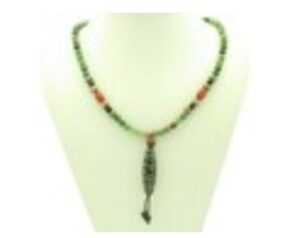 21 Eye Dzi with 6mm Bloodstone and Agate Necklace