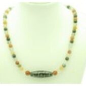 9-Eye Dzi with 6mm Multi Colour Rutile Crystal Necklace