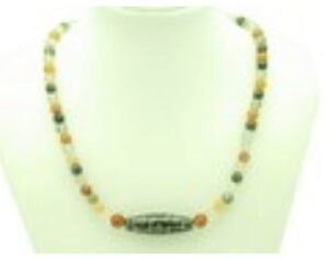 9-Eye Dzi with 6mm Multi Colour Rutile Crystal Necklace