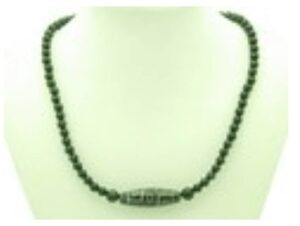 9-Eye Dzi with 6mm Obsidian Crystal Necklace