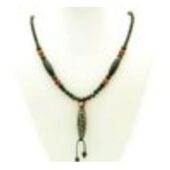 9 Eye Dzi with Agate and 4mm Faceted Onyx Crystal Necklace