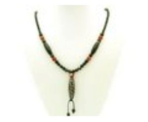 9 Eye Dzi with Agate and 4mm Faceted Onyx Crystal Necklace