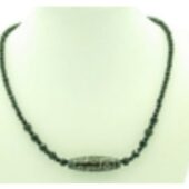 9-Eye Dzi with Faceted 4mm Onyx Crystal Necklace