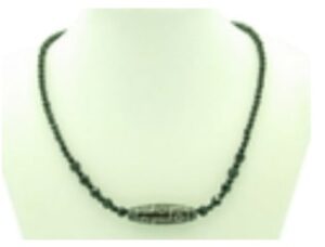 9-Eye Dzi with Faceted 4mm Onyx Crystal Necklace