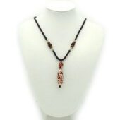 9 Eyed Dzi Bead with Silk Cord Necklace