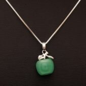 925 Silver Green Jade Apple Pendant