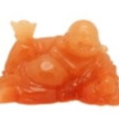 Agate Resting Laughing Buddha with Gold Ingot