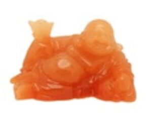 Agate Resting Laughing Buddha with Gold Ingot