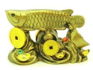Arowana on Bed of Coins and Gold Ingots1
