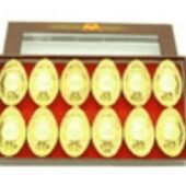 Auspicious Coins Embossed Gold Ingots (L) (Set Of 12)