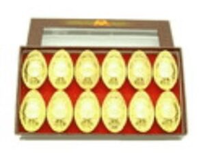 Auspicious Coins Embossed Gold Ingots (L) (Set Of 12)