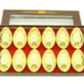 Auspicious Coins Embossed Gold Ingots (M) (Set Of 12)