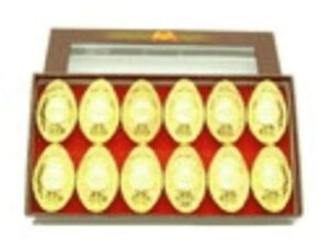 Auspicious Coins Embossed Gold Ingots (M) (Set Of 12)