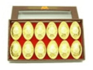 Auspicious Coins Embossed Gold Ingots (S) (Set Of 12)