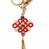 Bejeweled Feng Shui Mystic Knot Golden Key Chain