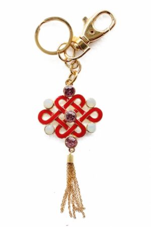 Bejeweled Feng Shui Mystic Knot Golden Key Chain
