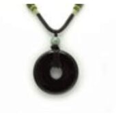 Black Agate Coin Protective Pendant Necklace